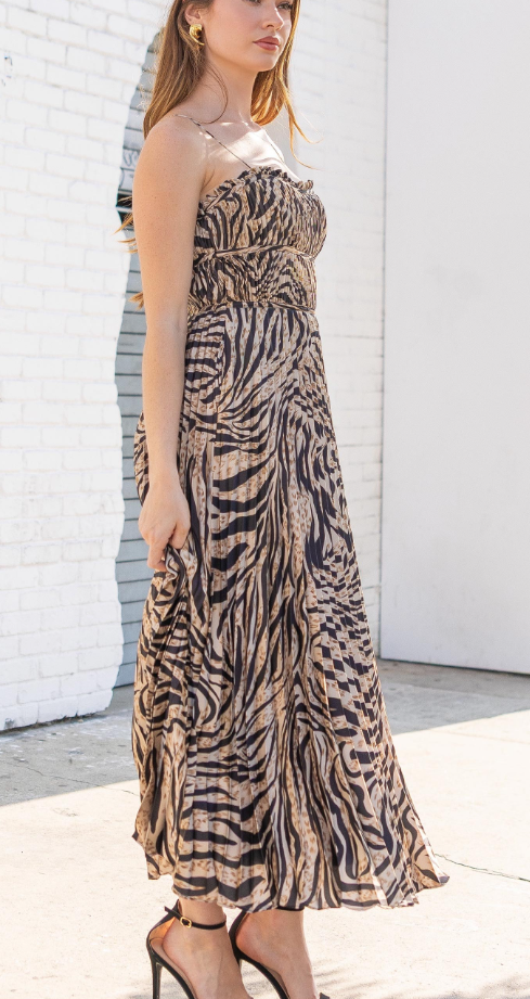 satin zebra dress Zebra Delmara Cowl Maxi Dress