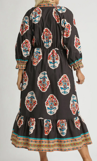 The Floral Border Dress in Curvy