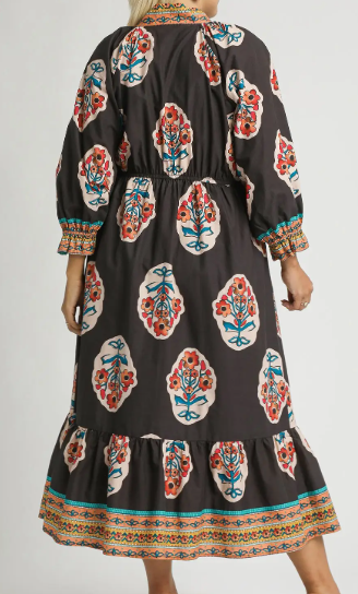The Floral Border Dress in Curvy