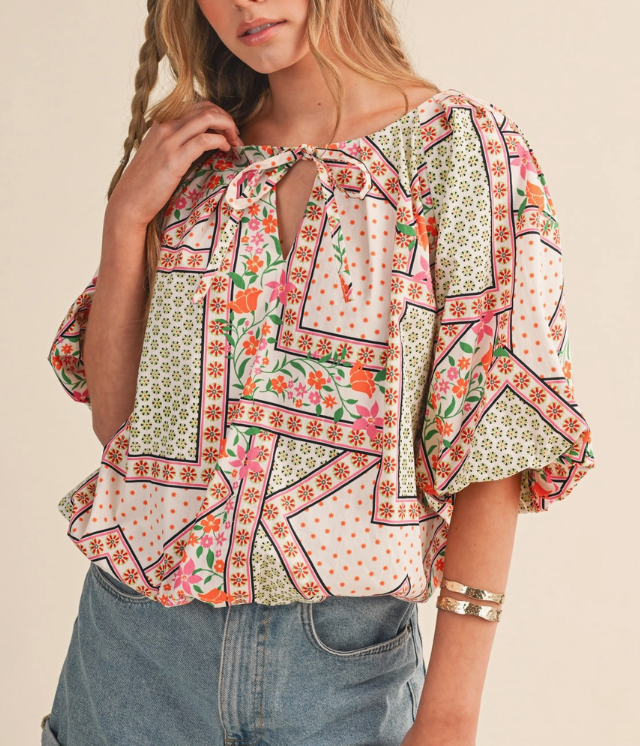 S26 The Multi Floral Bubble Top