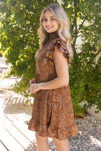 F26 Smocked Neck Animal Dress