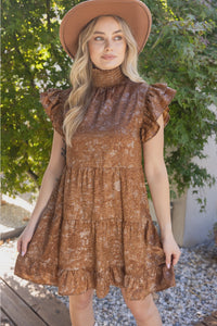 F26 Smocked Neck Animal Dress
