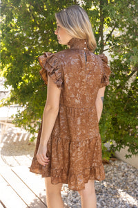 F26 Smocked Neck Animal Dress