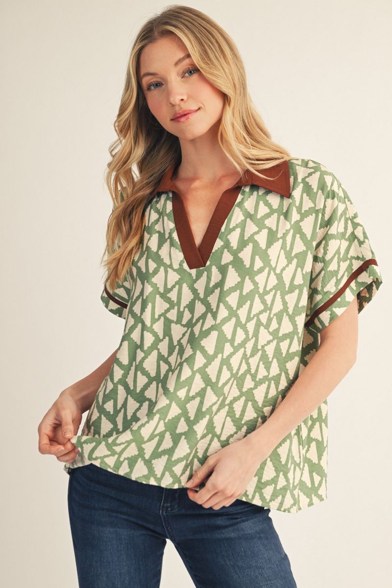 F26 Geo Print Top