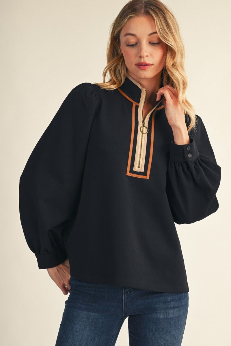 F26 Half Zip Detail Top