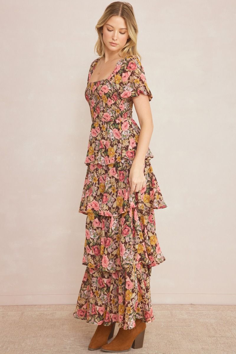 Long Live Florals Tiered Midi Dress