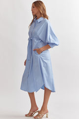 Chic in Chambray Bow Button Down Dress