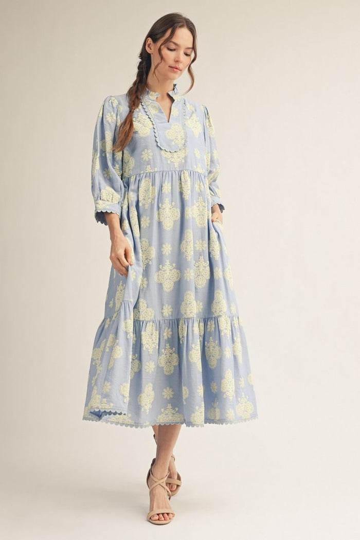 S26 Embossed Floral Dress