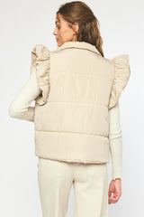 Chic Ruffle Puffer Vest in 2 colors