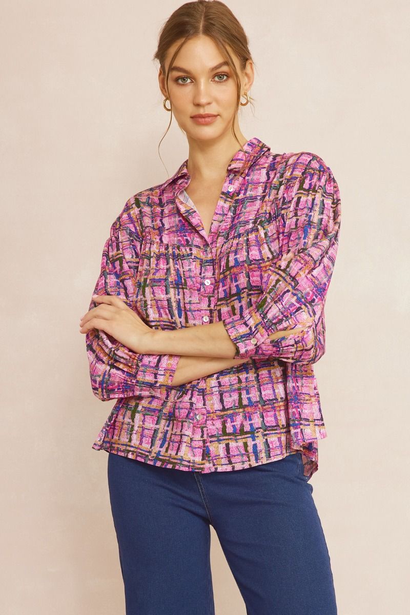 Lightweight Plaid Printed Top in 2 colors