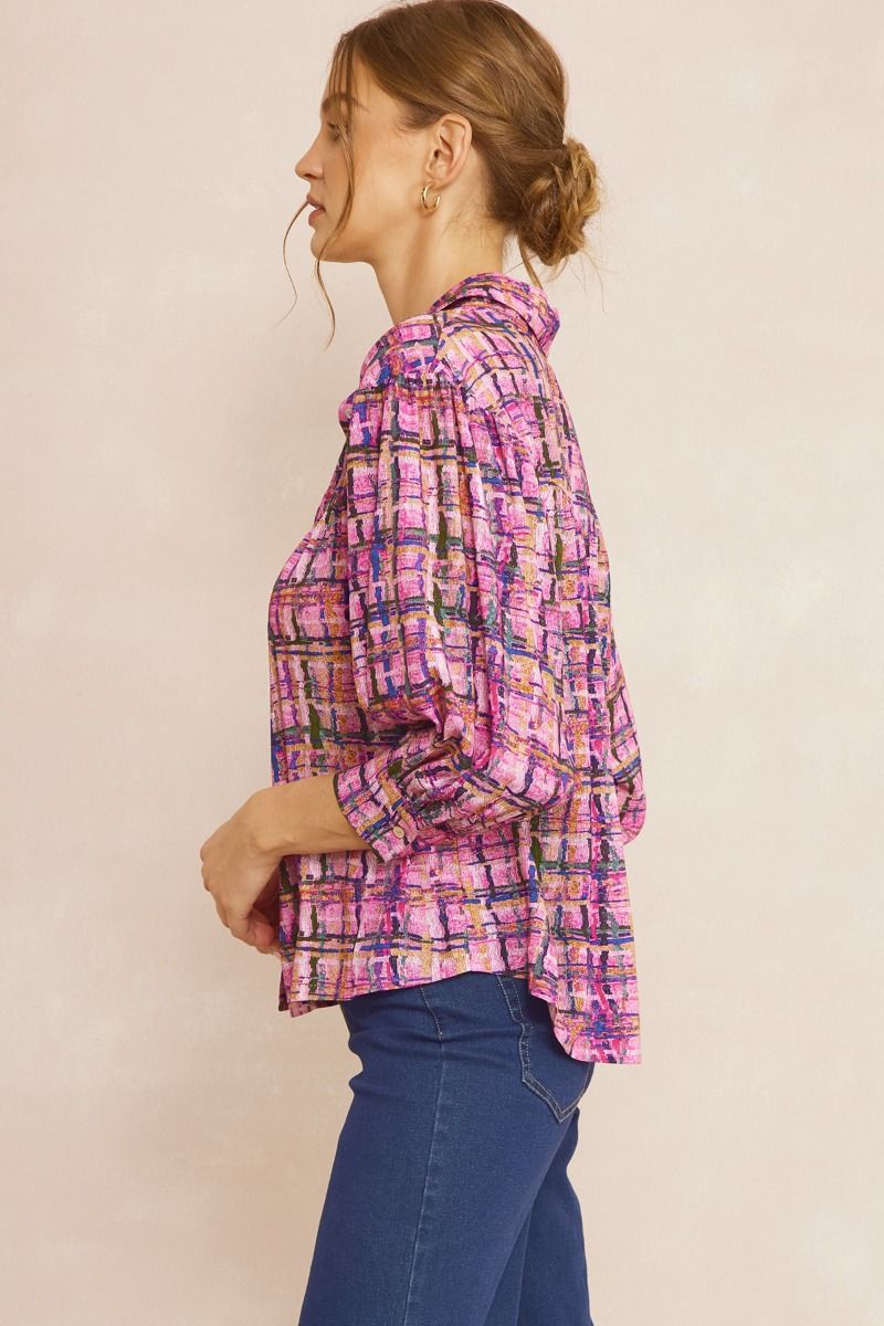 Lightweight Plaid Printed Top in 2 colors